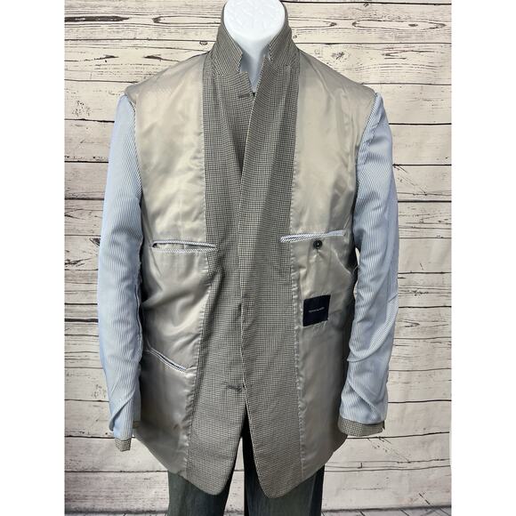 Tommy Hilfiger 2 Button Blazer Men’s 44L Jacket Sport Coat Blue Check Polyester - Picture 5 of 12